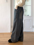 Fector Western Stud Embroidery Washing Long Wide Denim Pants