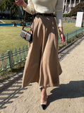 Polsyu belted flared long skirt