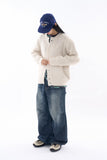 Maya round-neck wool brush cardigan