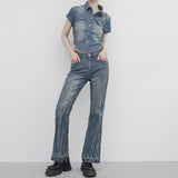 Pias denim cropped shirt