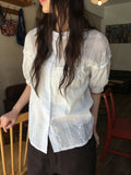 Dodo Lace Puff Short Sleeve Blouse
