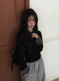Chive Button Stripe Hood Brushed T-Shirt