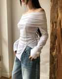 Kants Slit Off-Shoulder Long Sleeve