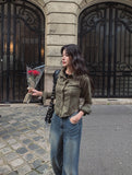 Zen Slim Fit Suede Cropped Shirt