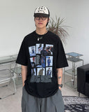 Border printed short-sleeved T-shirt