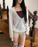 Karom Deep V-Neck Long Sleeve Knit