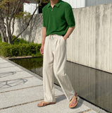 Chid two-tuck linen banding pants