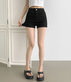 Slim-line fit A-line Fit Black Basic Cotton Shorts