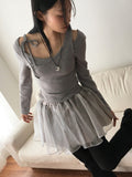Weil Organza Layered Flared Mini Skirt