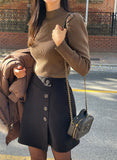 [1+1] Ellow Half Neck Shirred Ribbed Knit