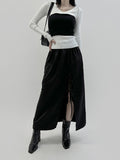 Nika satin slit long skirt