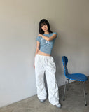Letin flower pin tuck two-way wide pants