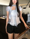 Delre Sheer Wrinkle Blouse