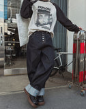 Heritage 5-Button Raw Denim Wide Jeans
