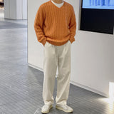 Living pintuck half-bending cotton pants