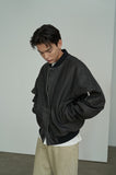 Overfit Washed Leather Bomber Jumper