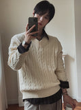Cordrick V-neck cable knit