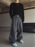 Cozy volume cut denim pants