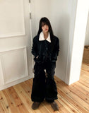 [Fur lining] Hiran Mink Fur Collar Leather Jumper