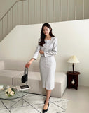 Serzel Tweed Slit Skirt