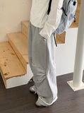 Mutal Roll-Up Button Shirring Slit Wide Training Pants