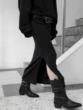 Match Shirring Slit Long Skirt