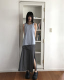 Romu Nylon Unbalanced Strap Ribbon Sleeveless Blouse