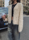 Ronnie Semi Crop Soft Fur Cardigan