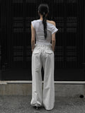 Drape Boat Neck One Shoulder Off Tee