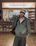 Light washed denim hooded jacket