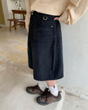 Shuming washed denim half pants