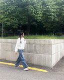 Fend Strap Wide Denim Pants