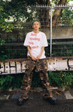 damage washing piercing t-shirt