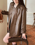 Suitman Double Trench Half Leather Jacket (Belt Set)