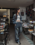 Ocean washing side cut denim pants