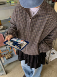 [BAONHAUS] Lincho check zip-up jumper