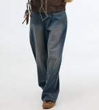 Double washing wide jeans