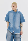 WASHED DENIM HALF SHIRT