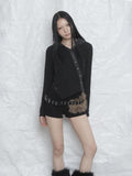 [mnem] Button Fur Hoodie Top