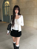 [Muffler set] Renu Cardigan Shirring Button Sleeveless Set