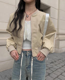 Midyu Leather Crop Blouson Jumper