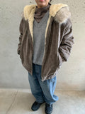 Tiken Herringbone Wool Hood Fur Jacket