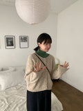 Rurui Mix Color Wool Crop Cardigan