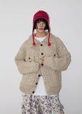 (WOOL) HEAVY CRAFT KNIT CARDIGAN