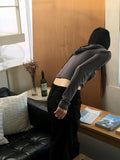 Shaz shirring open shoulder hooded T-shirt