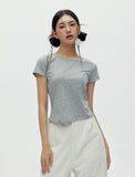 W U-Neck Crop Slim T-shirt