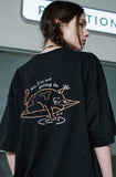 Boat Cat Embroidery Short Sleeve T-shirt