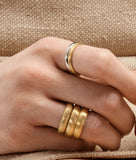 Champagne Full Moon Slim Silver Ring M