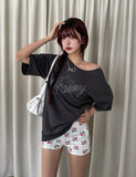 I Love pattern banding shorts