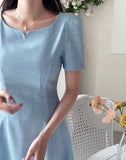 Muria Tweed Notch Shirring Flare One Piece